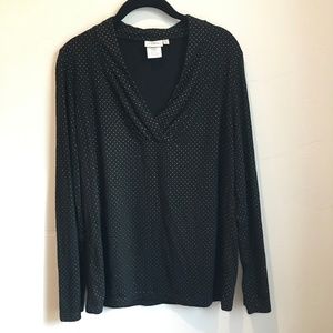 Hot Cotton Womens Gathered V Neck Top Black Gold